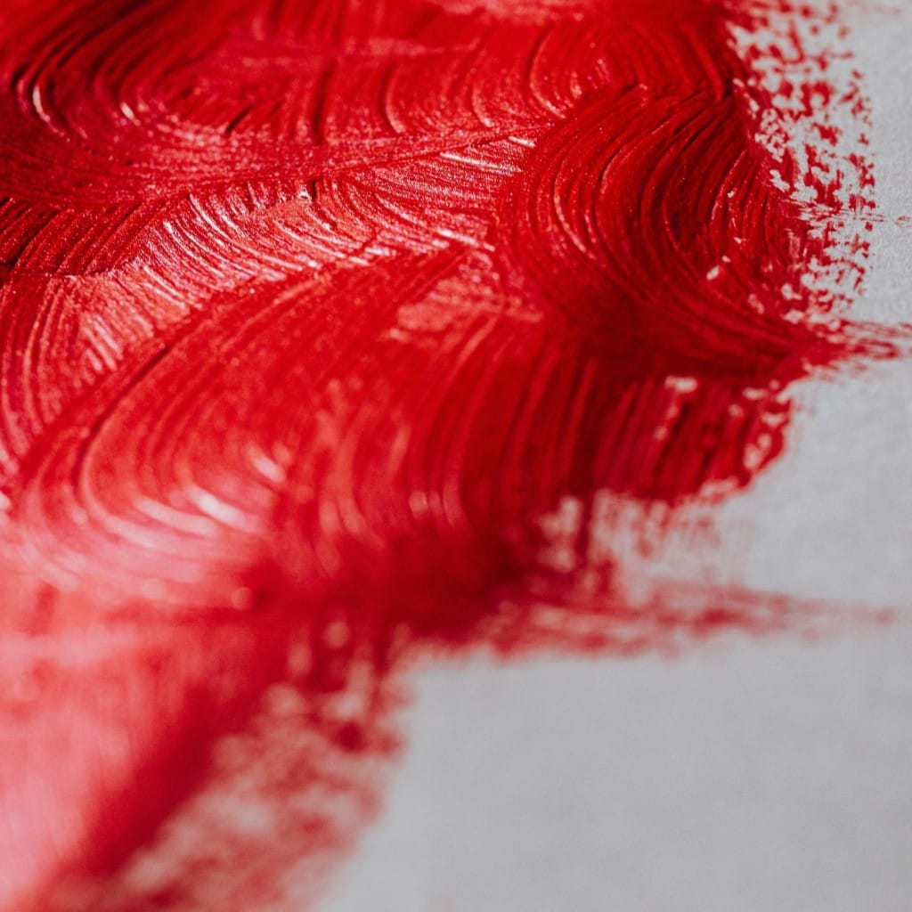 SuperArt — yoğun kırmızı akrilik doku ve fırça izleri